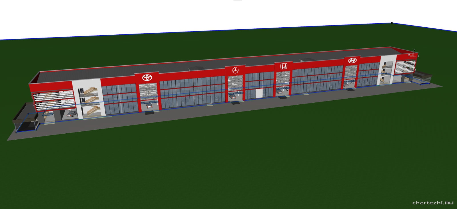 Автосалон на несколько марок машин 156,8 х 16,5 м
