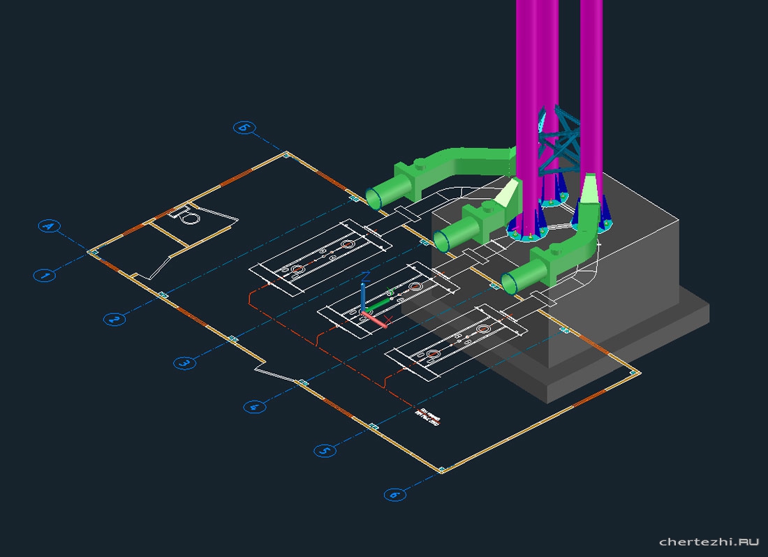 Дымовая труба с газоходами к котельной мощностью 6 МВт
