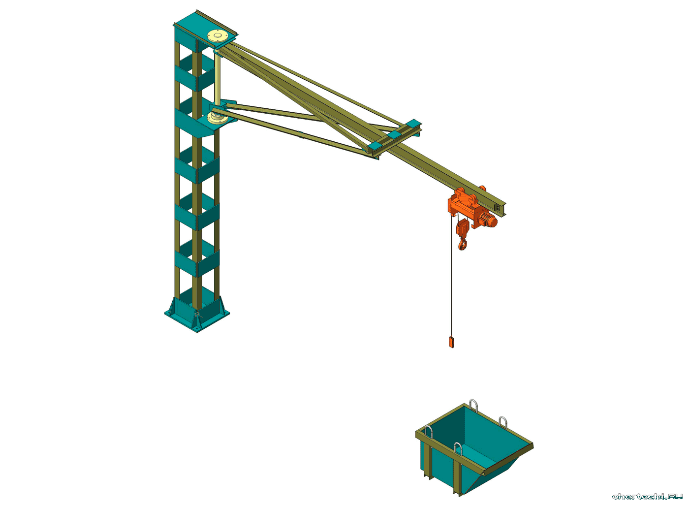 Кран консольный Q=0,5 т (кран-укосина) на одной опоре