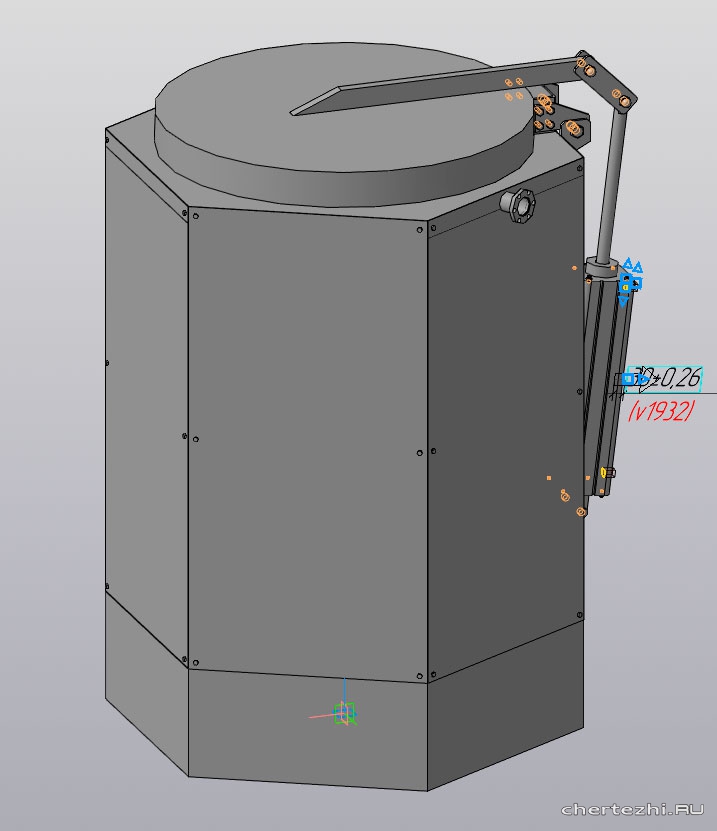 Модель ёмкости из нержавеющей стали для раствора едкого натра 80%