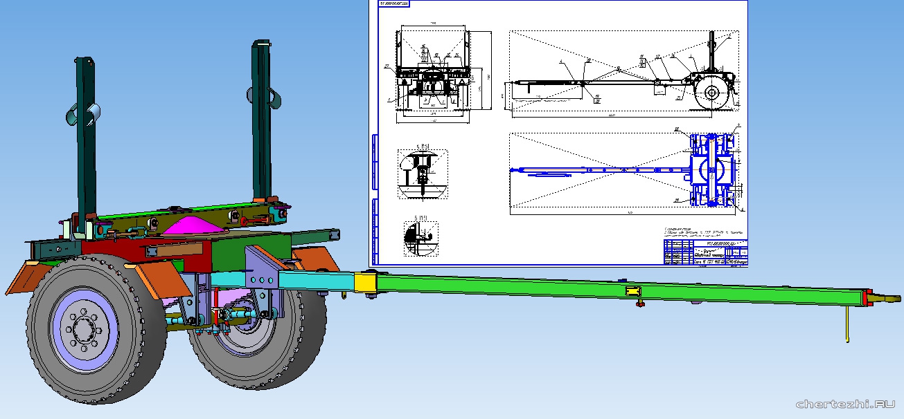 Прицеп - розпуск для перевозки труб и плети до 32 м